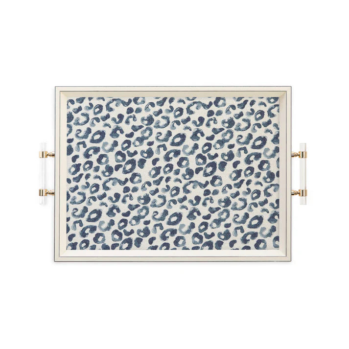 Custom Tray in Light Blue Leopard Print Fabric