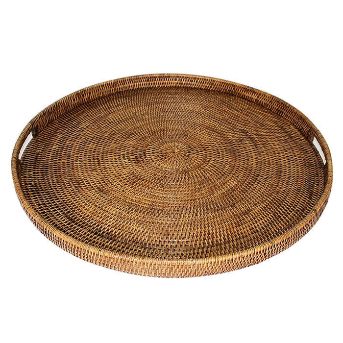 Large Round Rattan Tray