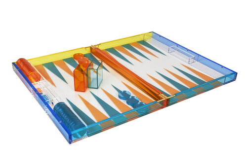 Turquoise and Orange Backgammon Set