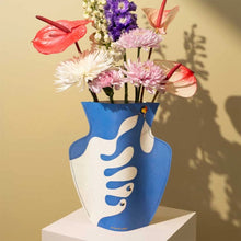 Load image into Gallery viewer, Blue Paper Vase with art by Joan Miró
