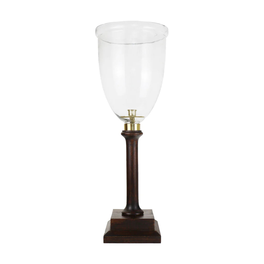 Walnut Hurricane with Clear Globe