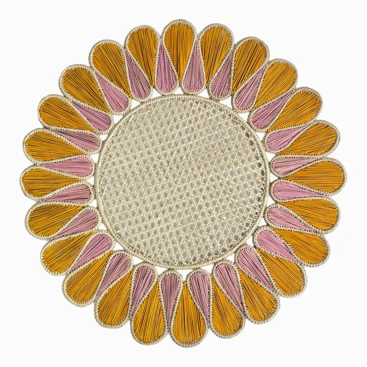 Round Pink and Orange Woven Placemat