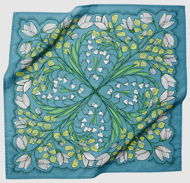 Teal Floral Printed Bandana