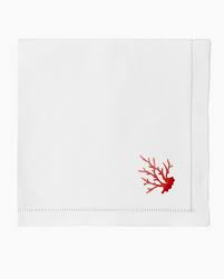 Coral Embroidered Napkin