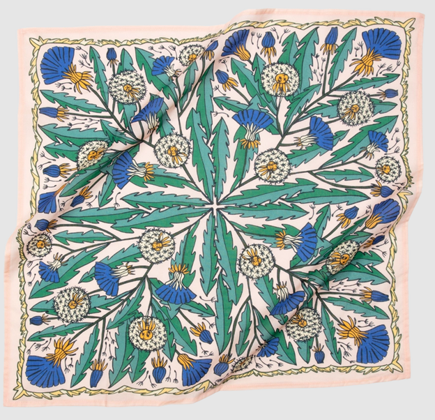 Green and Blue Floral Printed Bandana