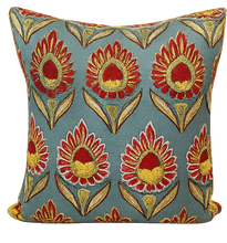 Load image into Gallery viewer, Embroidered Ikat Pillow
