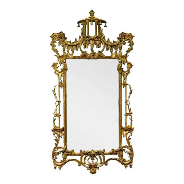 Chinoiserie Style Gilt Wood Pagoda Mirror