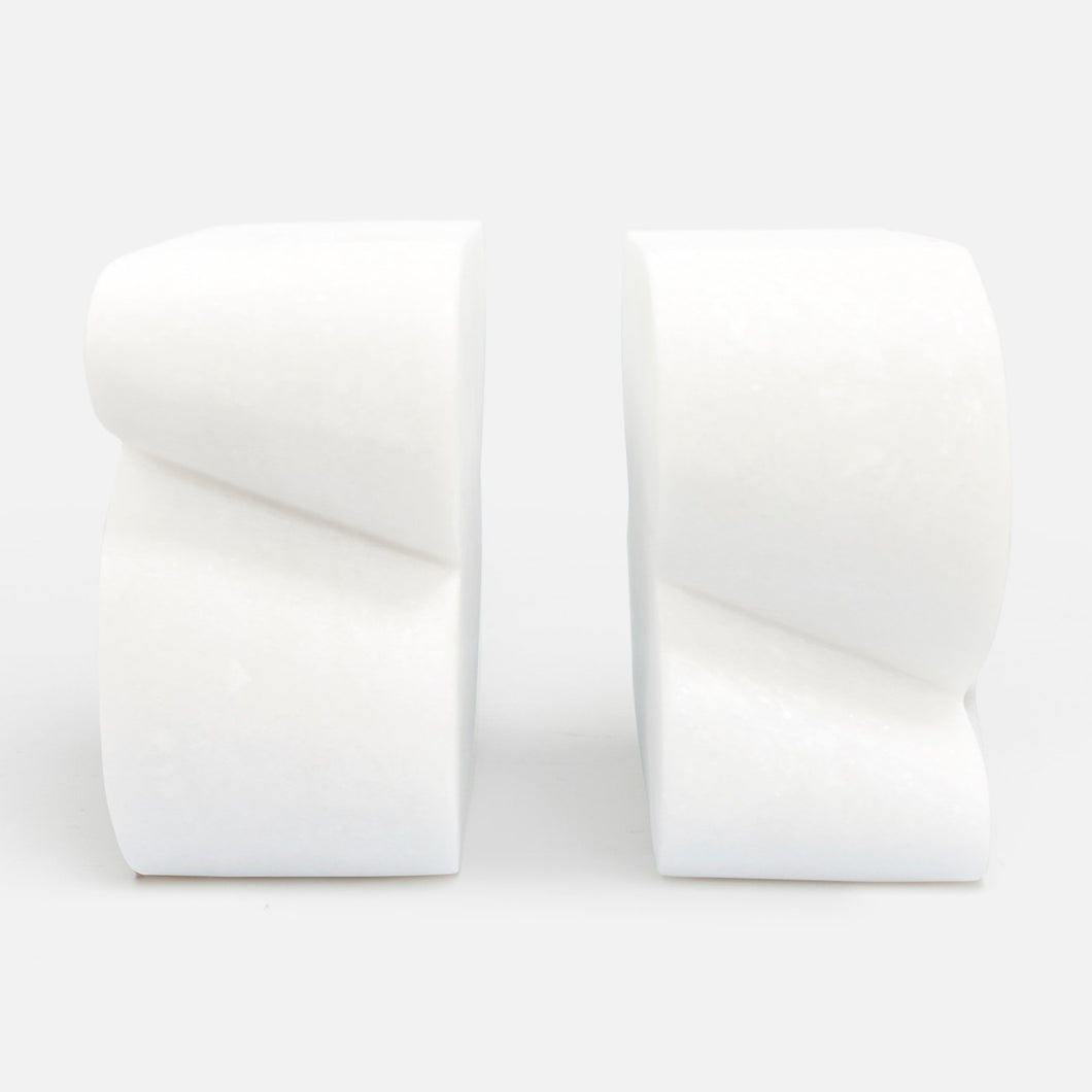 Pair of White Marble Bookends