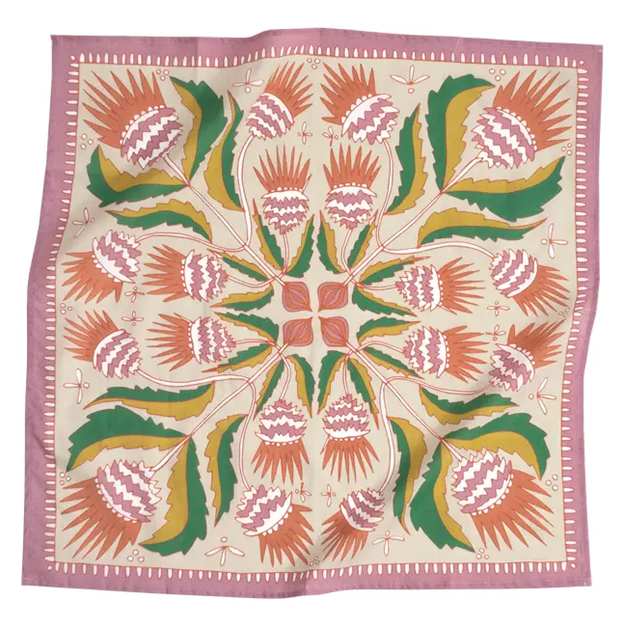 Orange/Green Floral Printed Bandana
