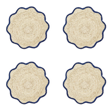 Load image into Gallery viewer, Set of 4 Navy Scalloped Edge Placemats
