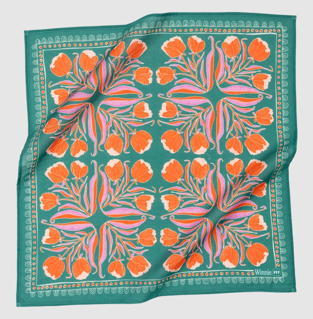 Pink/Orange Floral Printed Bandana