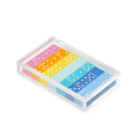 Multi-color Domino Set in Lucite Case