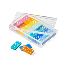 Load image into Gallery viewer, Multi-color Domino Set in Lucite Case
