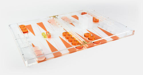 Orange Lucite Backgammon Set