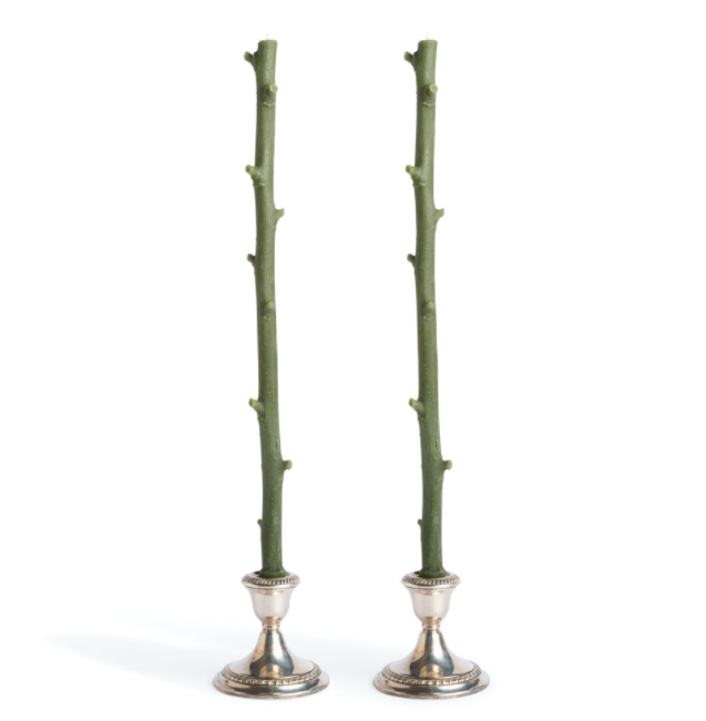 Stick Candle Pair Dark Green