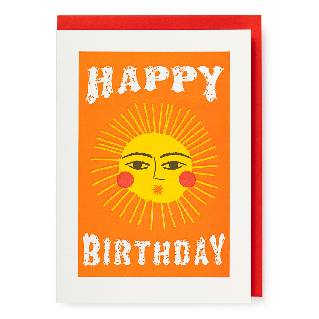 Vintage Birthday Card with Sun